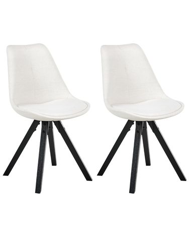 Set of 2 Dining Chairs HEDLEY Fabric Light Beige